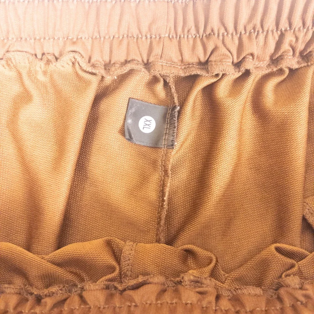 Mens Brown Mesh Athletic Gym Shorts XXL Elastic Waist Drawstring Pockets